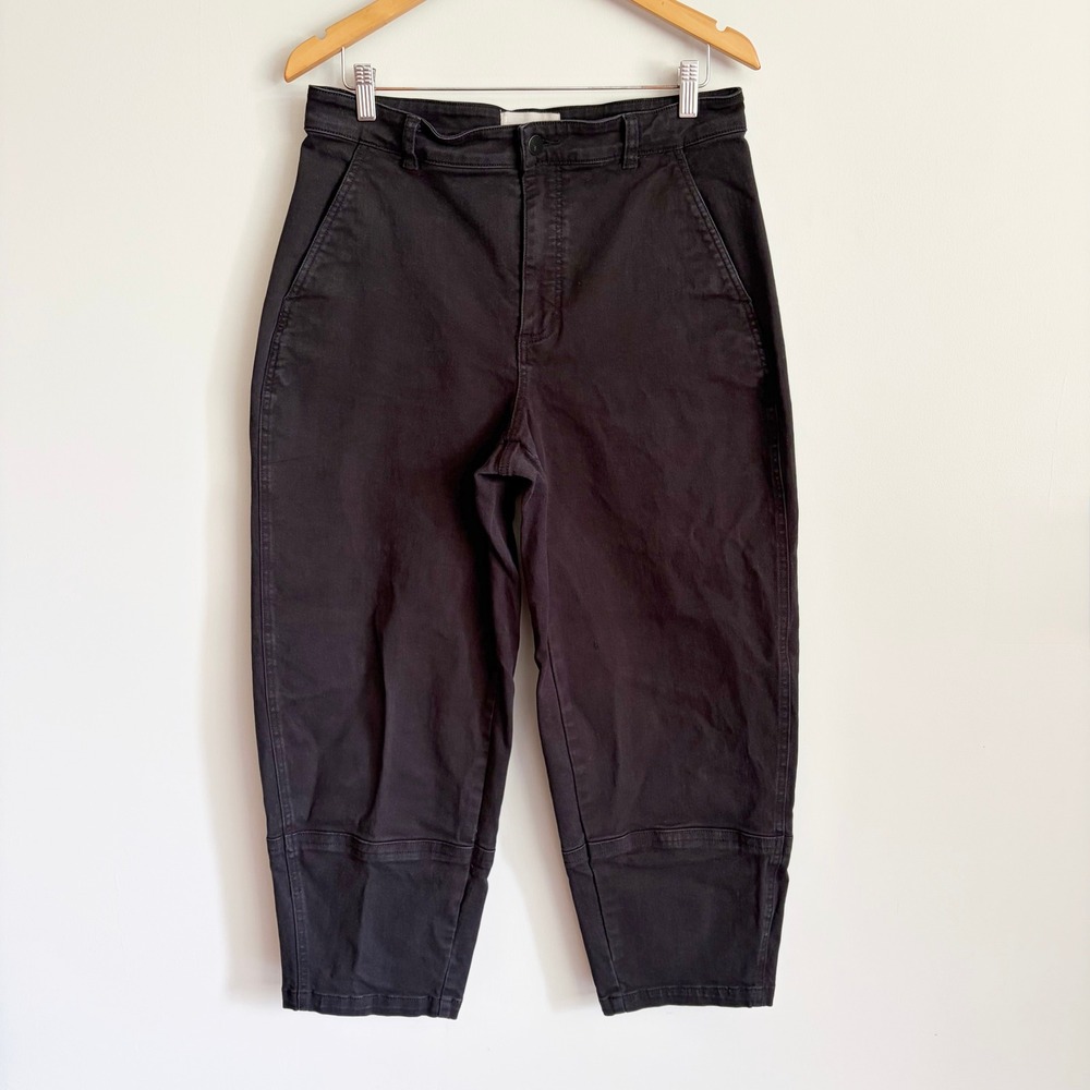 Everlane Utility Barrel Pant High Rise Trousers Size 12 Washed Black Curved Leg